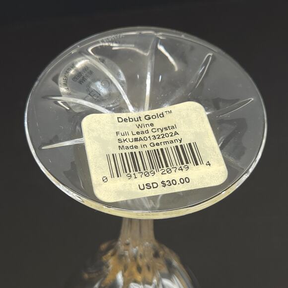 Lenox Debut Gold Crystal Wine Glass Replacement Christmas Old Money 4pcs NOS 6oz - Picture 6 of 7